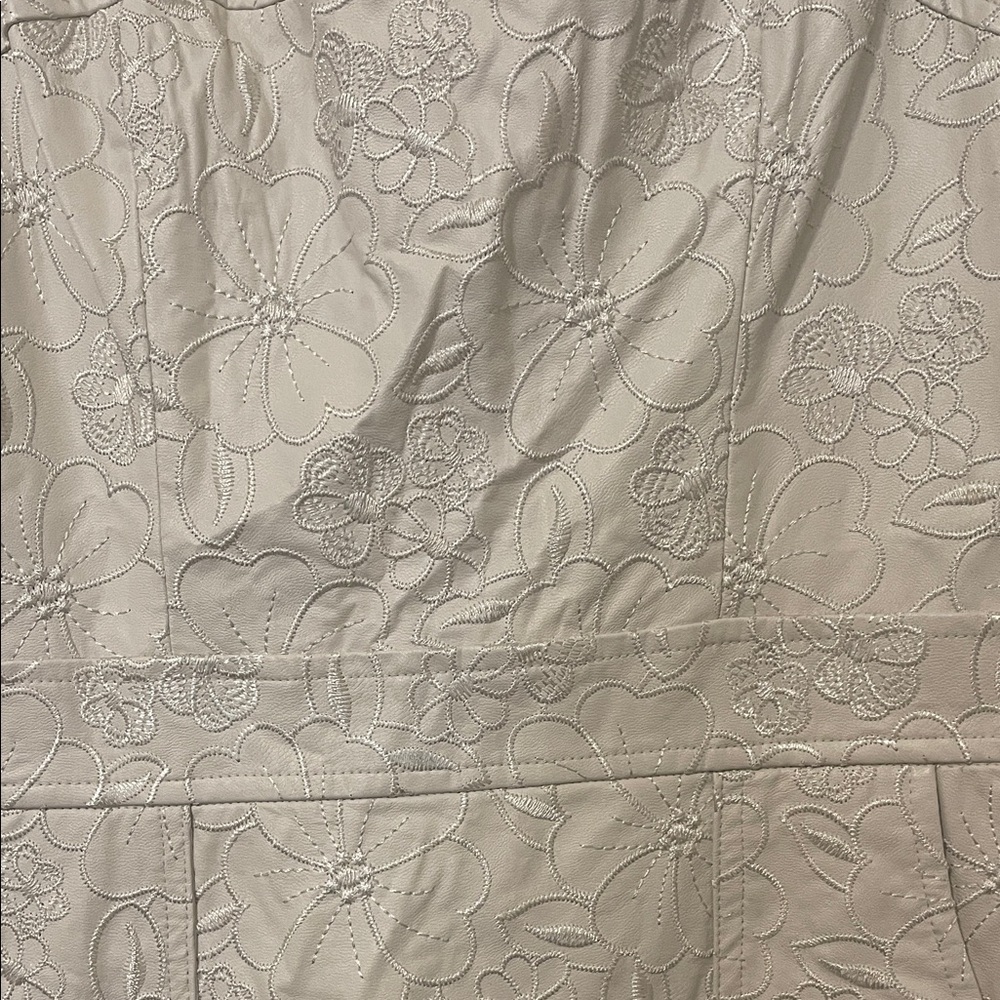 Amanda Uprichard Vegan Leather White Floral Embroidered Dress, Size Medium, EUC - Picture 8 of 11